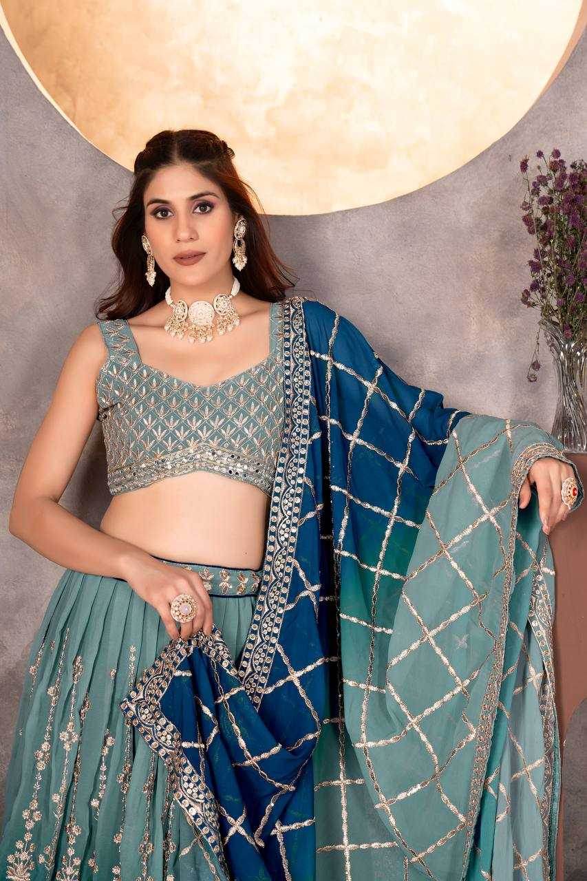 Faux Georgette Lehenga With Cancan - MYLUXURY LANE ENTERPRISE